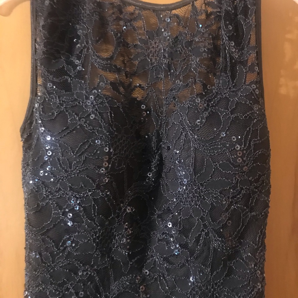 Dark gray sequenced high low dress